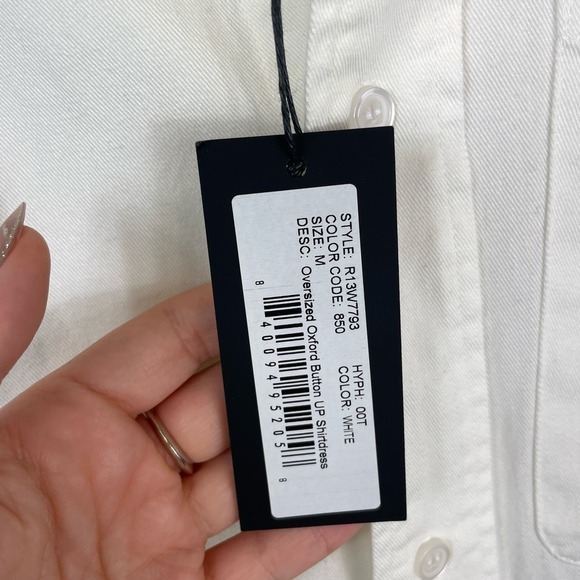 NWT R13 Oversized Oxford Button Up Belted Shirtdress White Size Medium - Picture 10 of 11